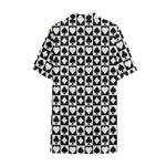 Black And White Playing Card Suits Print Cotton Hawaiian Shirt