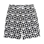 Black And White Playing Card Suits Print Cotton Shorts