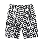 Black And White Playing Card Suits Print Cotton Shorts