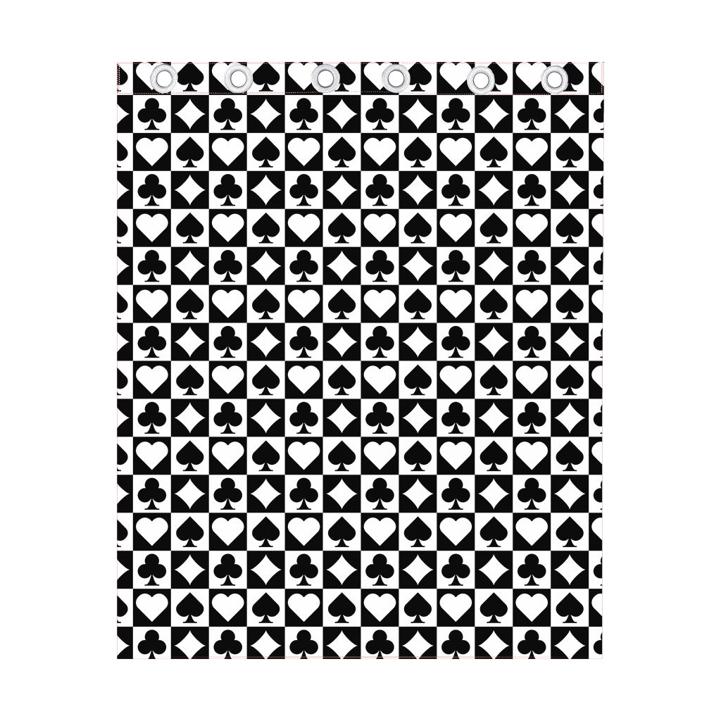Black And White Playing Card Suits Print Curtain