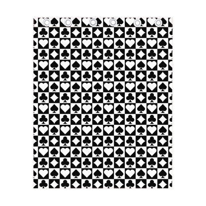 Black And White Playing Card Suits Print Curtain