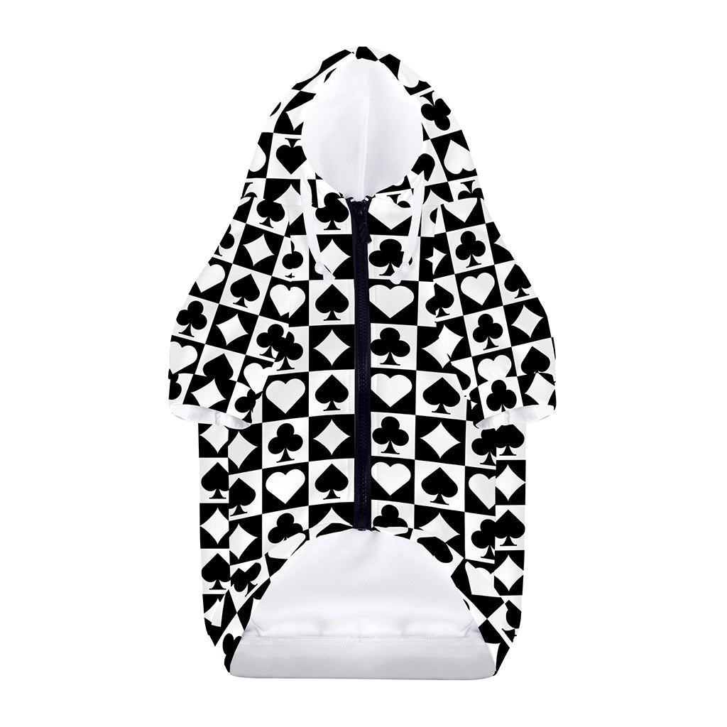 Black And White Playing Card Suits Print Dog Zip Up Hoodie