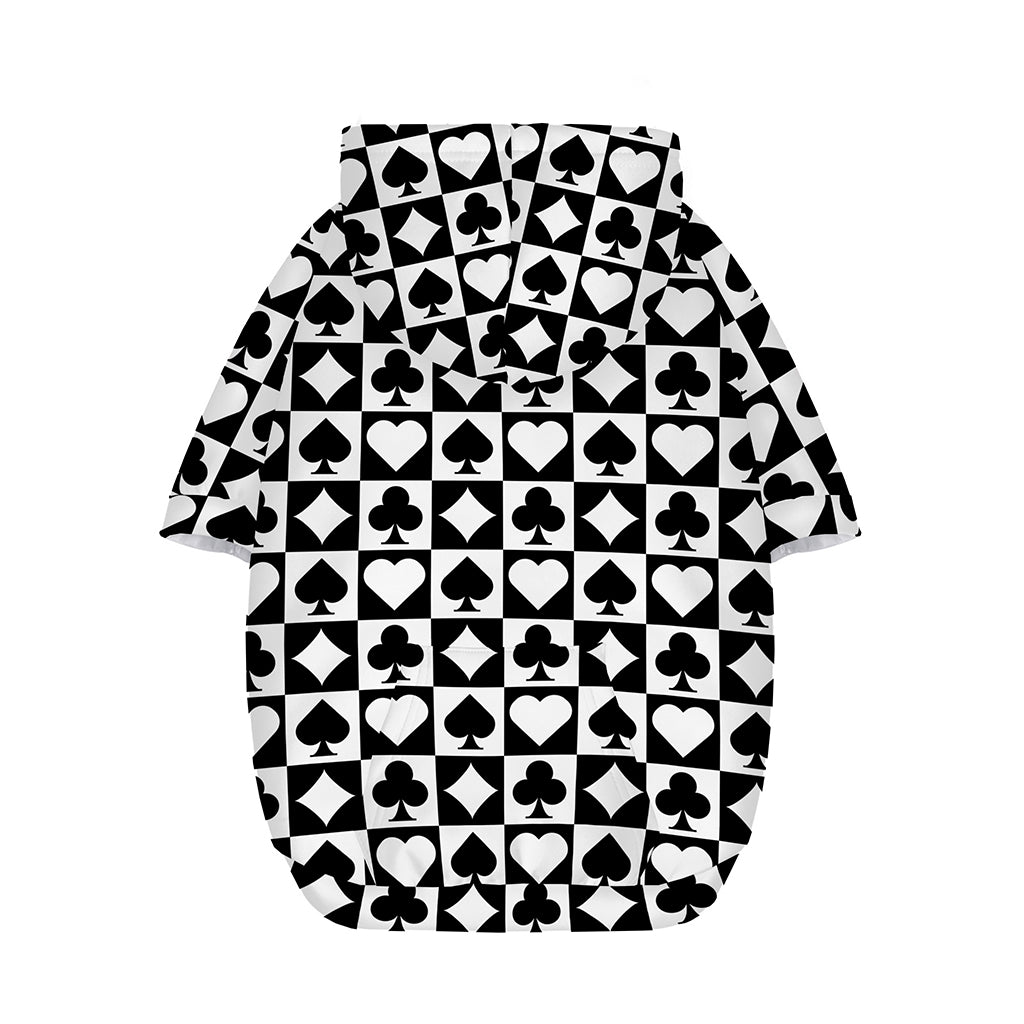 Black And White Playing Card Suits Print Dog Zip Up Hoodie