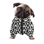 Black And White Playing Card Suits Print Dog Zip Up Jacket