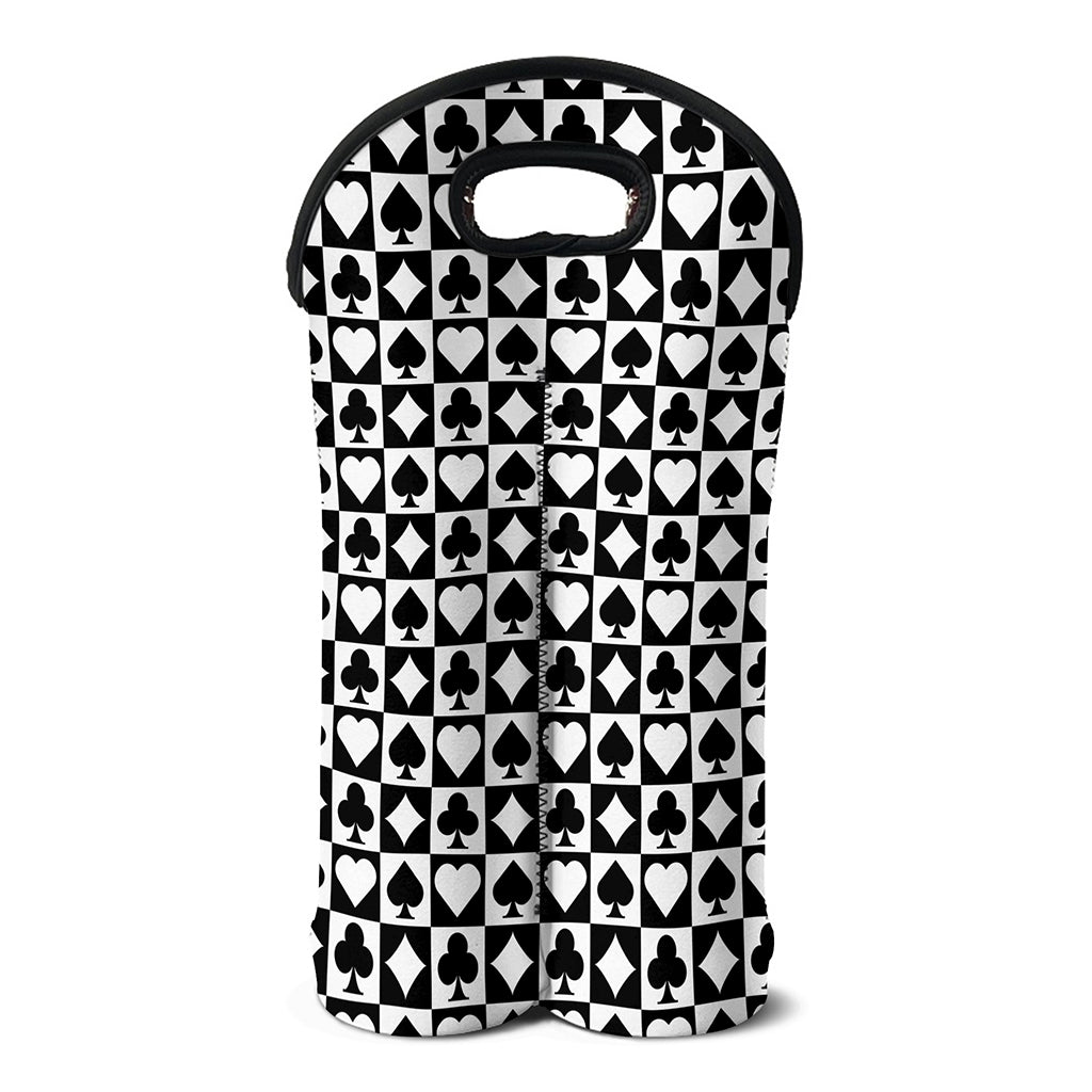 Black And White Playing Card Suits Print Double Neoprene Wine Tote