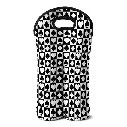 Black And White Playing Card Suits Print Double Neoprene Wine Tote