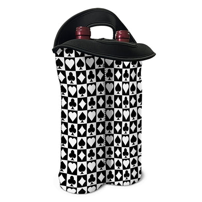 Black And White Playing Card Suits Print Double Neoprene Wine Tote