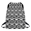 Black And White Playing Card Suits Print Drawstring Backpack