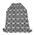 Black And White Playing Card Suits Print Drawstring Bag