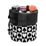 Black And White Playing Card Suits Print Drawstring Makeup Bag