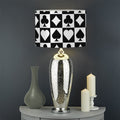 Black And White Playing Card Suits Print Drum Lamp Shade