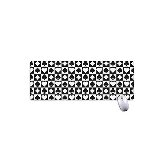 Black And White Playing Card Suits Print Extended Mouse Pad
