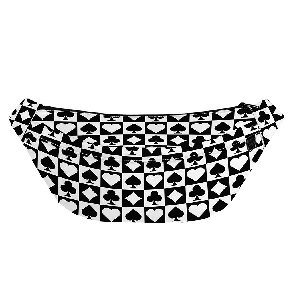 Black And White Playing Card Suits Print Fanny Pack