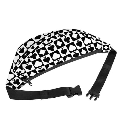 Black And White Playing Card Suits Print Fanny Pack