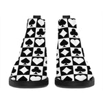 Black And White Playing Card Suits Print Flat Ankle Boots