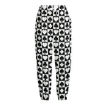 Black And White Playing Card Suits Print Fleece Lined Knit Pants