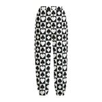 Black And White Playing Card Suits Print Fleece Lined Knit Pants