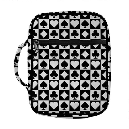 Black And White Playing Card Suits Print Front Pocket Bible Bag