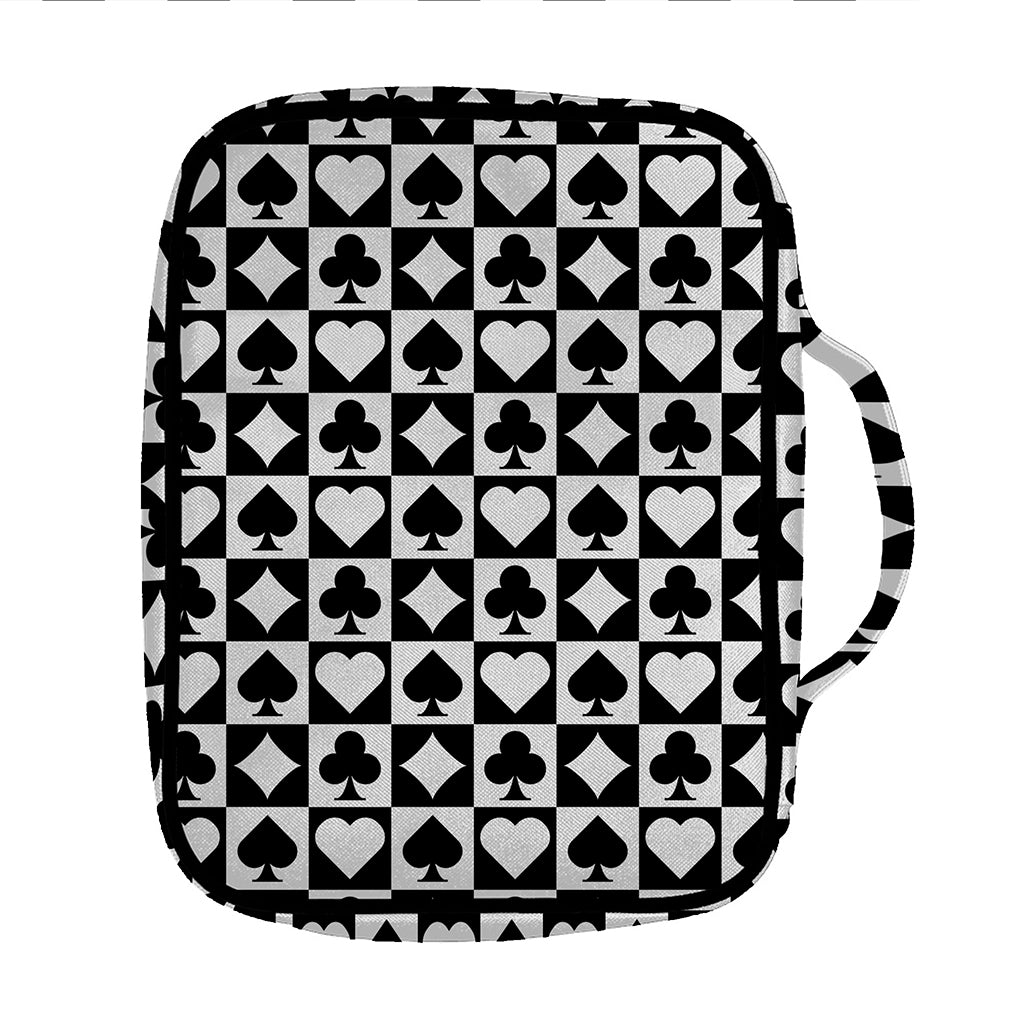Black And White Playing Card Suits Print Front Pocket Bible Bag