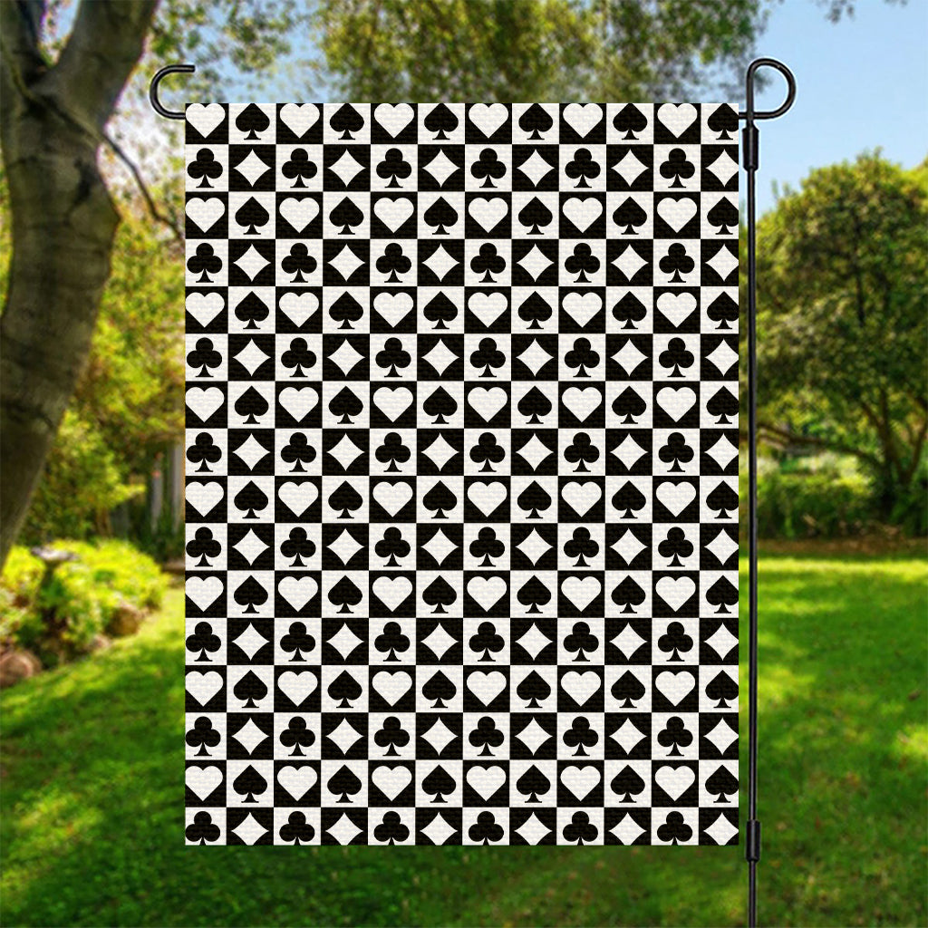 Black And White Playing Card Suits Print Garden Flag