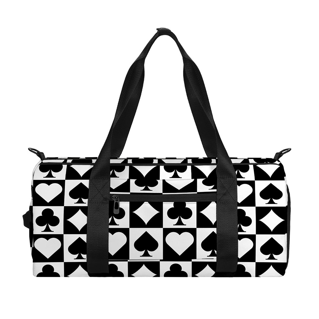 Black And White Playing Card Suits Print Gym Bag