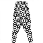 Black And White Playing Card Suits Print Hammer Pants