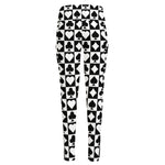 Black And White Playing Card Suits Print High-Waisted Pocket Leggings