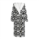 Black And White Playing Card Suits Print Hooded Bathrobe