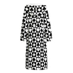 Black And White Playing Card Suits Print Hooded Bathrobe