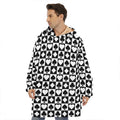 Black And White Playing Card Suits Print Hoodie Blanket