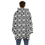 Black And White Playing Card Suits Print Hoodie Blanket