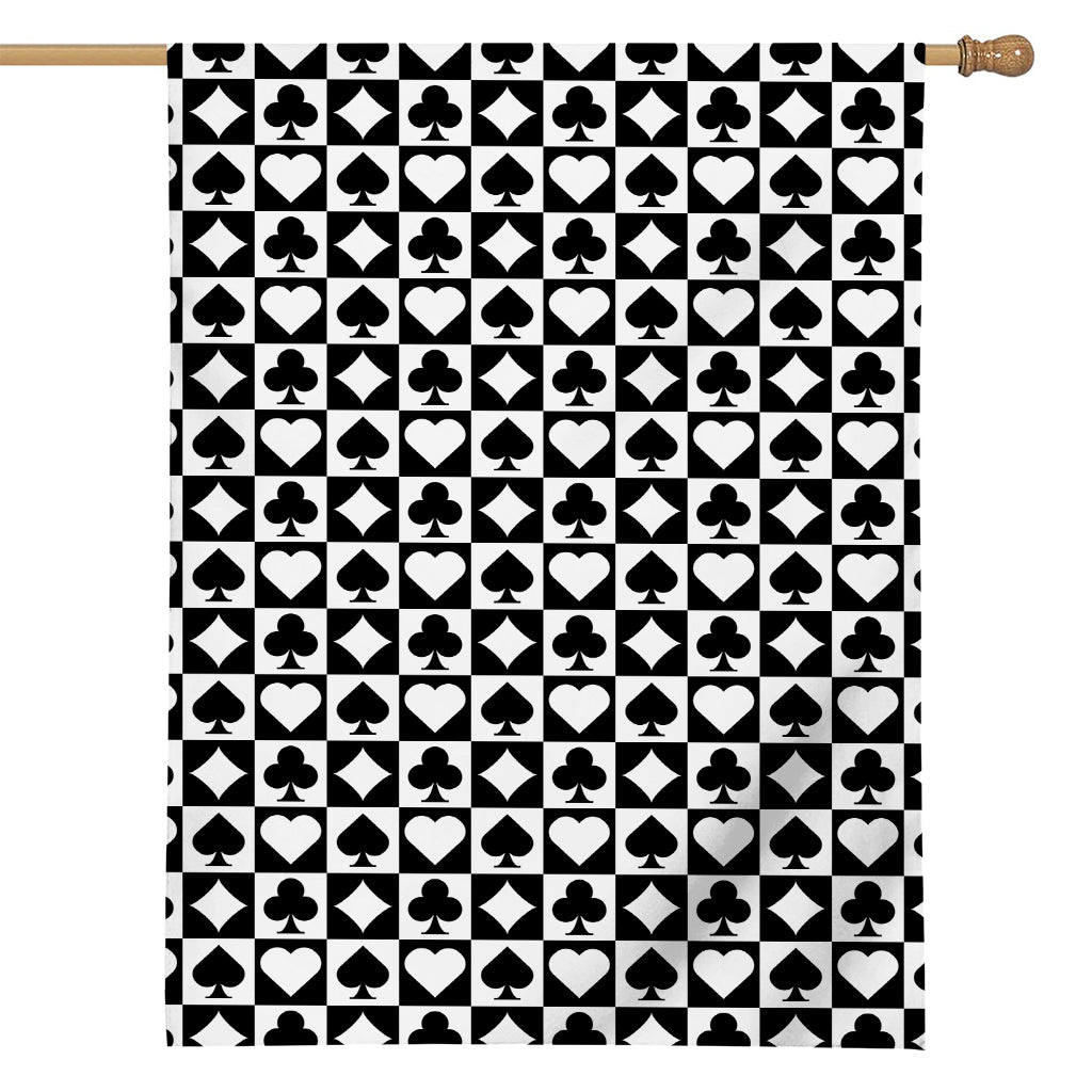 Black And White Playing Card Suits Print House Flag