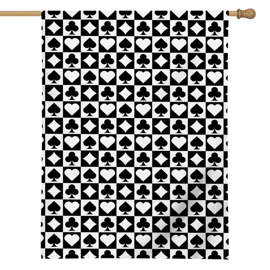 Black And White Playing Card Suits Print House Flag