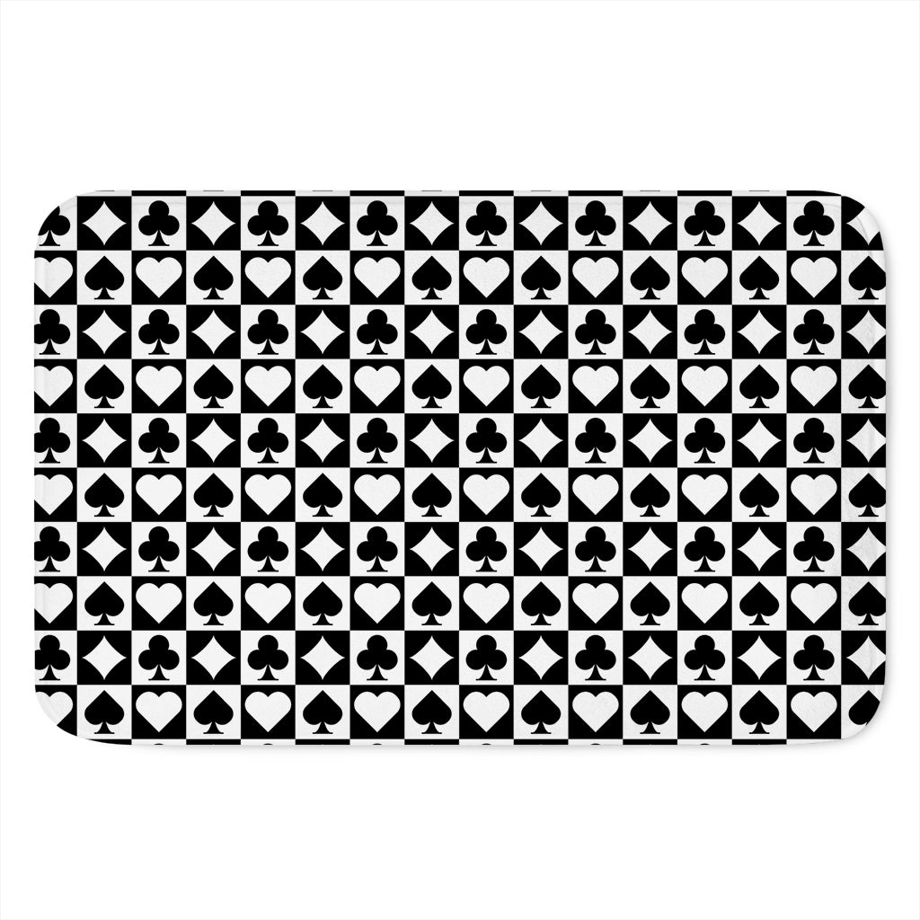 Black And White Playing Card Suits Print Indoor Door Mat