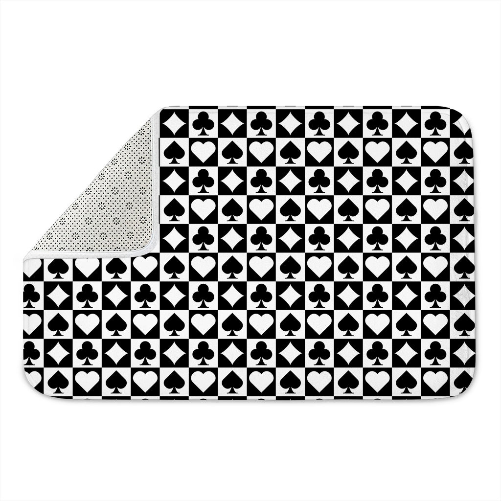 Black And White Playing Card Suits Print Indoor Door Mat