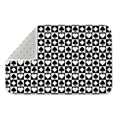Black And White Playing Card Suits Print Indoor Door Mat