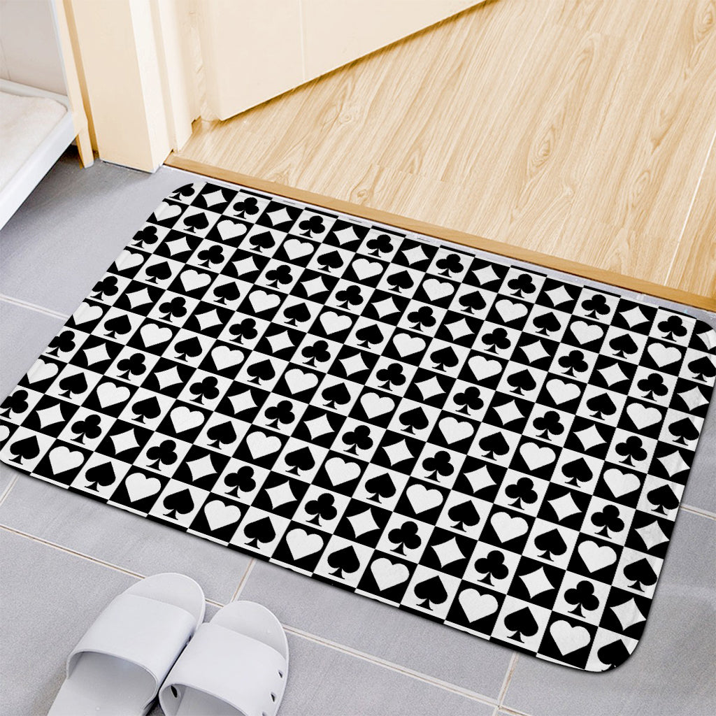 Black And White Playing Card Suits Print Indoor Door Mat