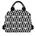 Black And White Playing Card Suits Print Insulated Lunch Bag