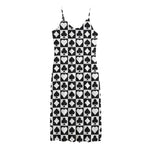 Black And White Playing Card Suits Print Jersey Midi Cami Dress