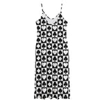 Black And White Playing Card Suits Print Jersey Midi Cami Dress