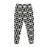 Black And White Playing Card Suits Print Jogger Pants