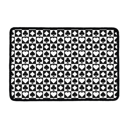 Black And White Playing Card Suits Print Kitchen Mat