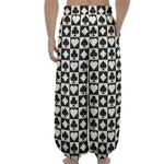 Black And White Playing Card Suits Print Lantern Pants