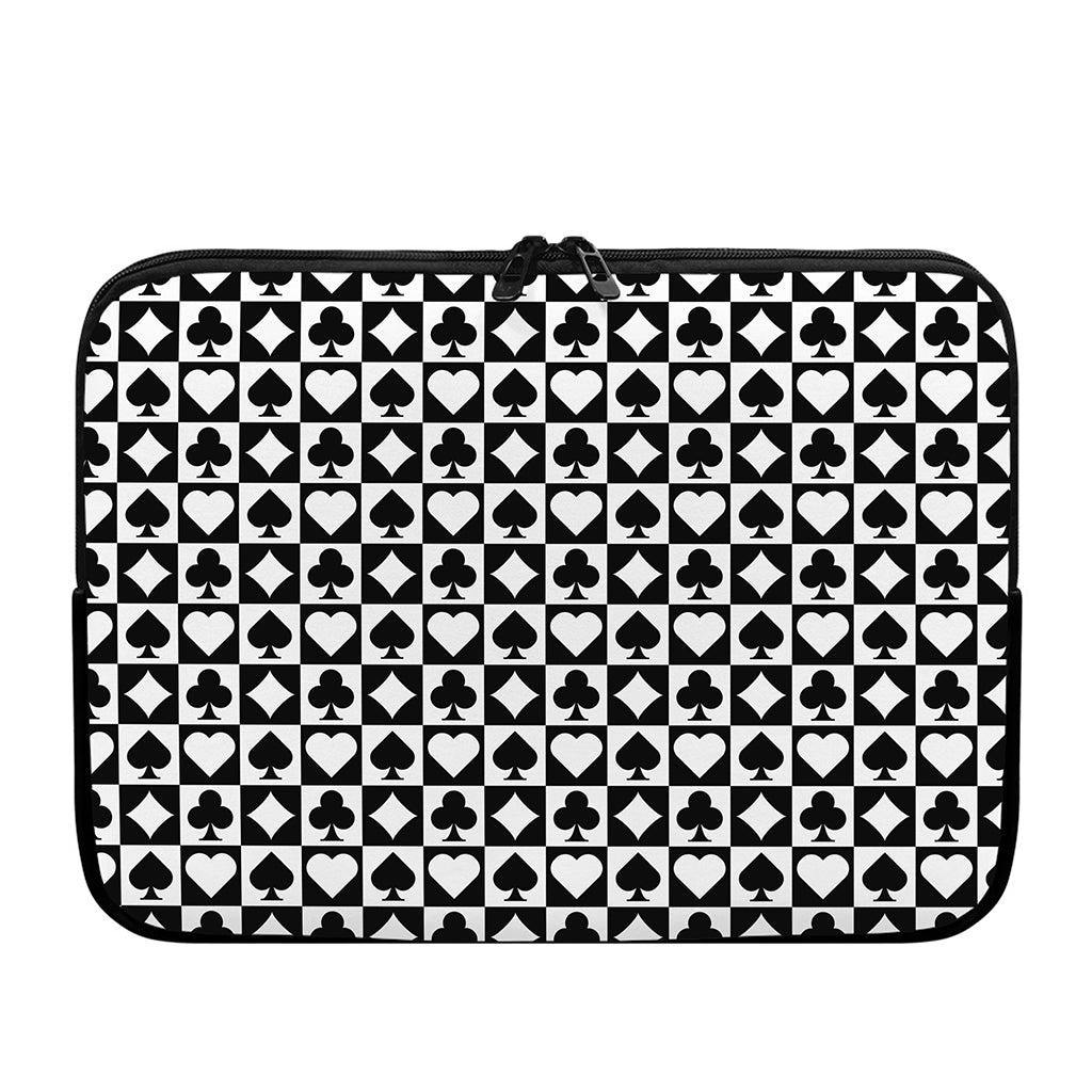 Black And White Playing Card Suits Print Laptop Sleeve