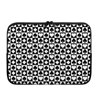 Black And White Playing Card Suits Print Laptop Sleeve
