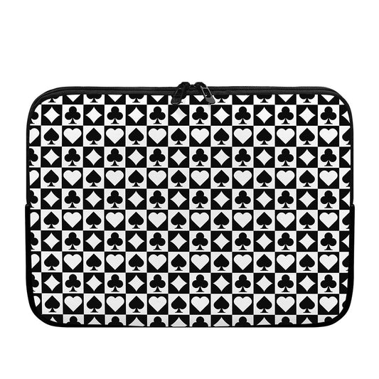 Black And White Playing Card Suits Print Laptop Sleeve