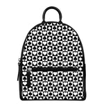 Black And White Playing Card Suits Print Leather Backpack