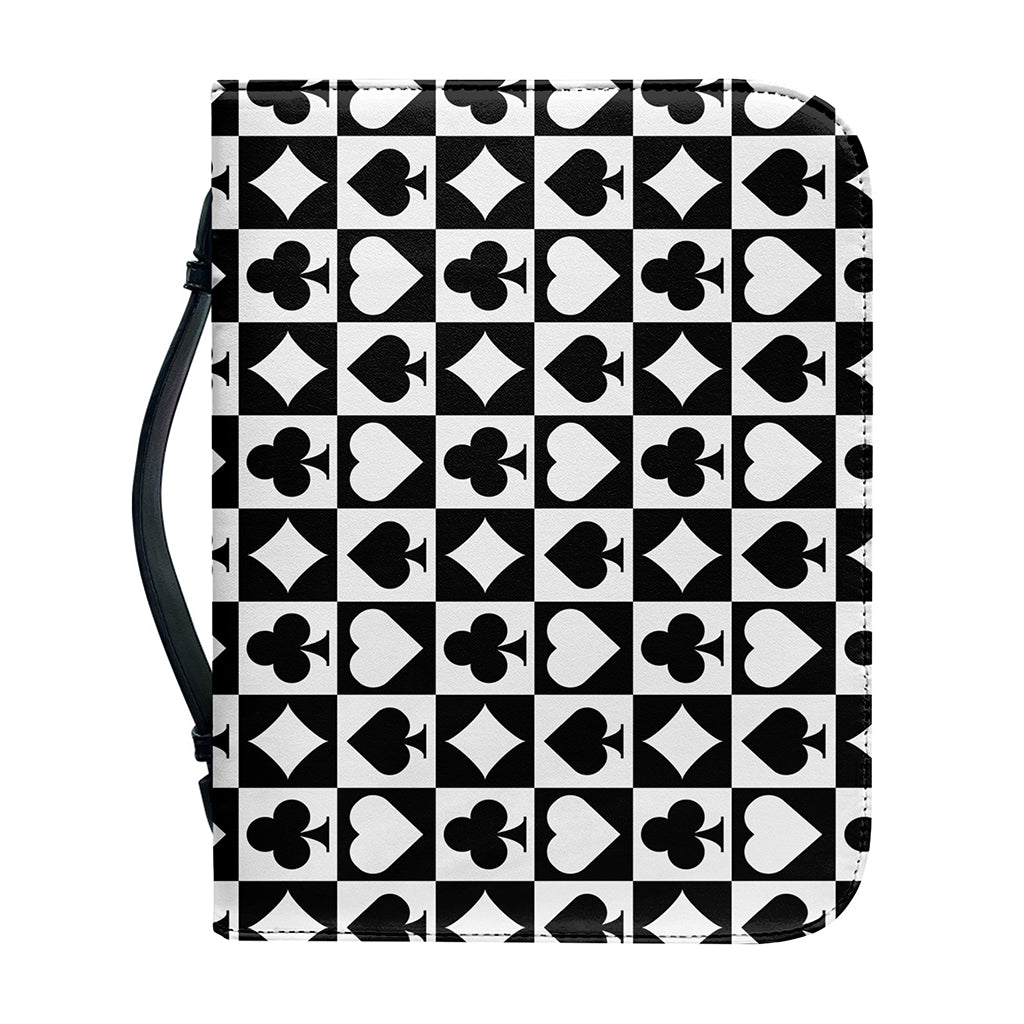 Black And White Playing Card Suits Print Leather Bible Cover
