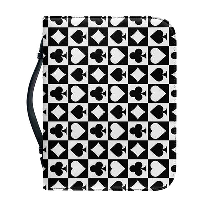 Black And White Playing Card Suits Print Leather Bible Cover