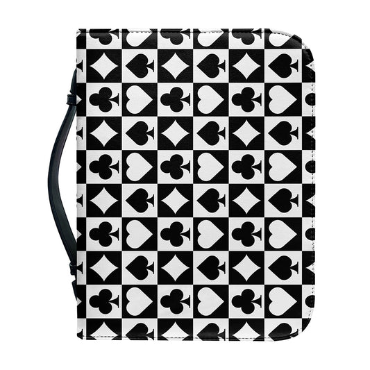 Black And White Playing Card Suits Print Leather Bible Cover